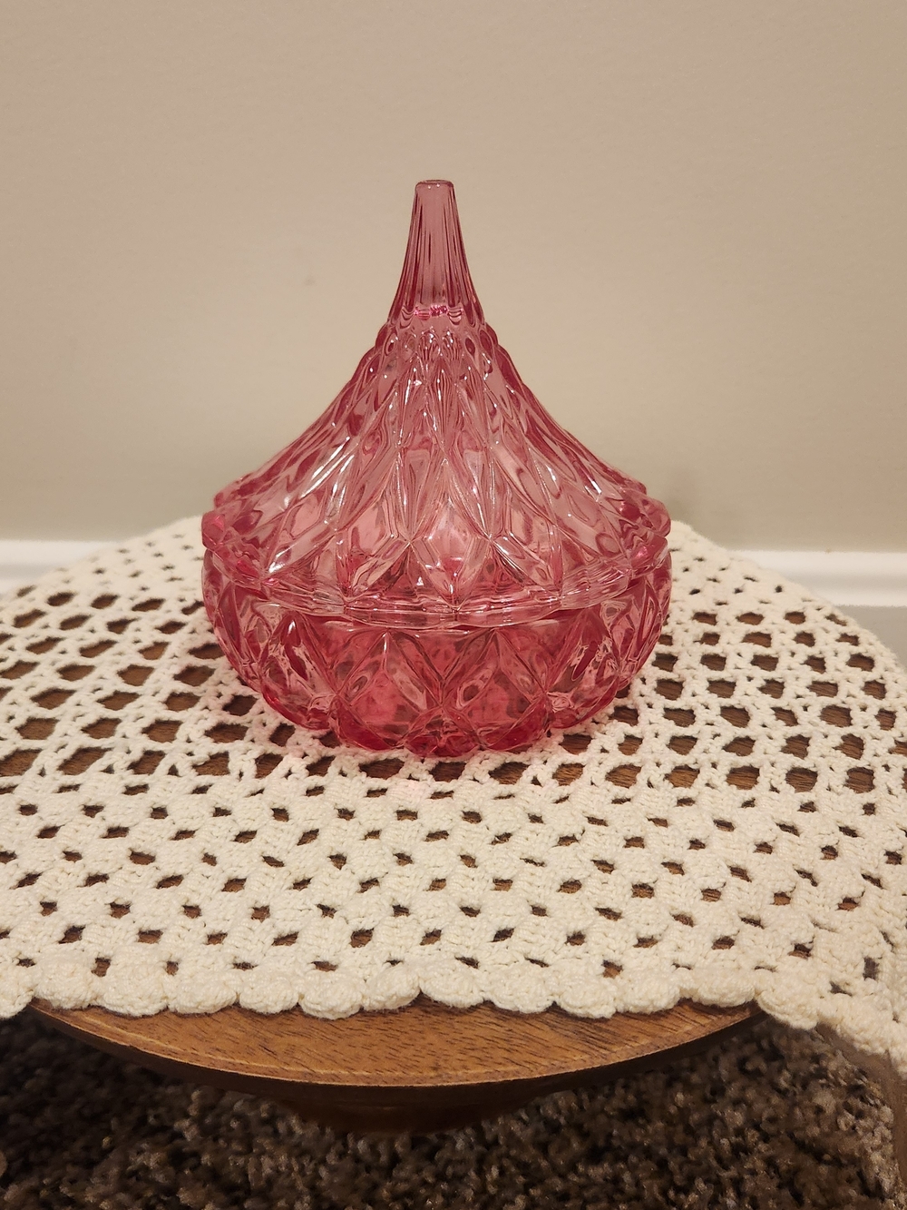 Godinger Pink Cut-Glass Hershey's Kiss Candy Dish